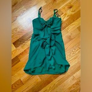 Green satin dress